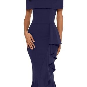 Betsy &Adam women’s Long Off Shoulder ruffle.